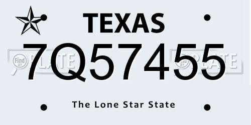 7Q57455 Texas License Plate
