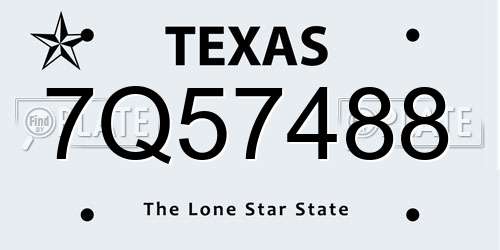 7Q57488 Texas License Plate