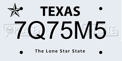 7Q75M5 Texas License Plate