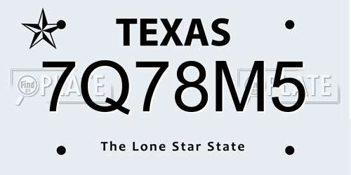 7Q78M5 Texas License Plate
