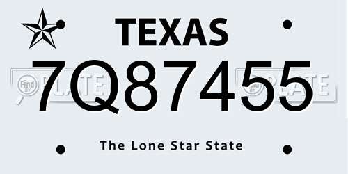7Q87455 Texas License Plate