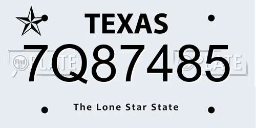 7Q87485 Texas License Plate