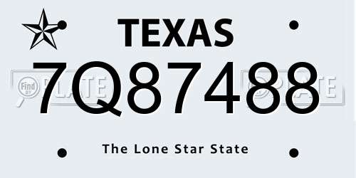 7Q87488 Texas License Plate