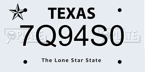 7Q94S0 Texas License Plate