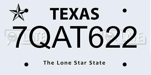 7QAT622 Texas License Plate