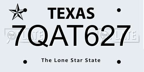 7QAT627 Texas License Plate