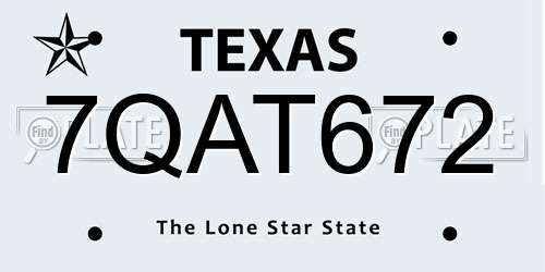 7QAT672 Texas License Plate