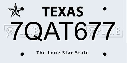 7QAT677 Texas License Plate