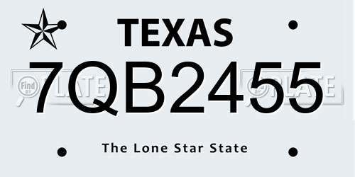 7QB2455 Texas License Plate