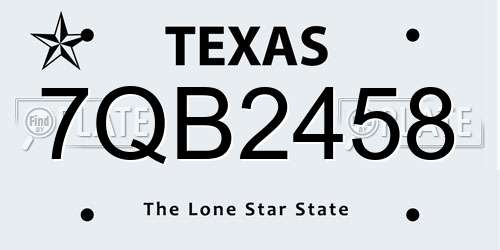 7QB2458 Texas License Plate