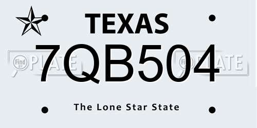 7QB504 Texas License Plate