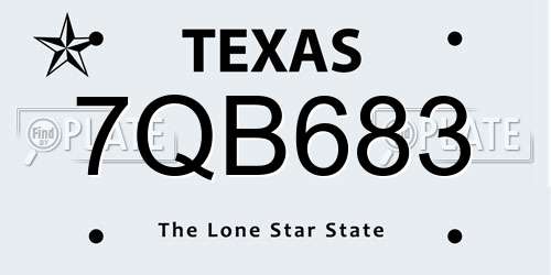 7QB683 Texas License Plate