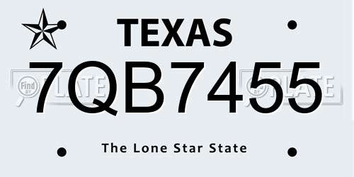 7QB7455 Texas License Plate