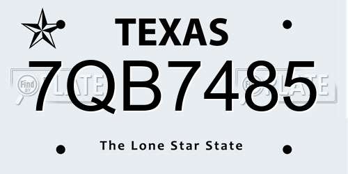 7QB7485 Texas License Plate