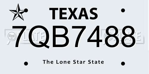 7QB7488 Texas License Plate