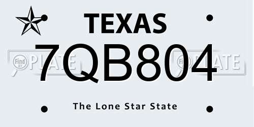 7QB804 Texas License Plate
