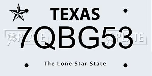 7QBG53 Texas License Plate