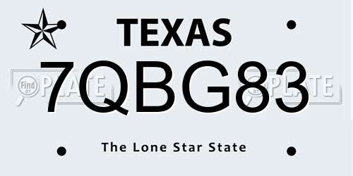 7QBG83 Texas License Plate