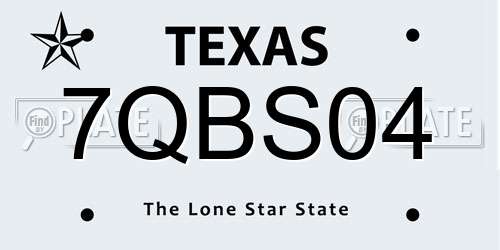 7QBS04 Texas License Plate