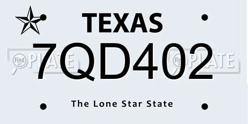 7QD402 Texas License Plate