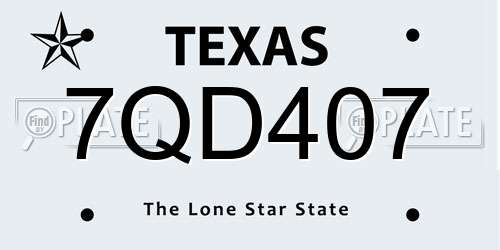 7QD407 Texas License Plate