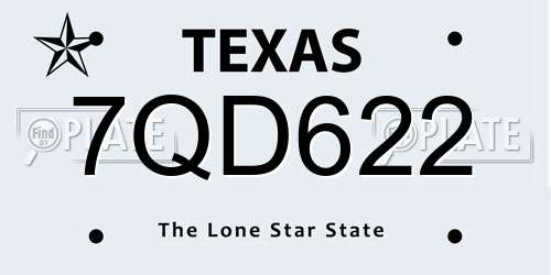 7QD622 Texas License Plate