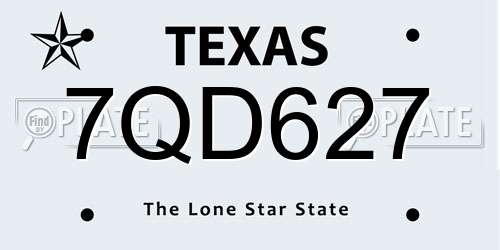 7QD627 Texas License Plate