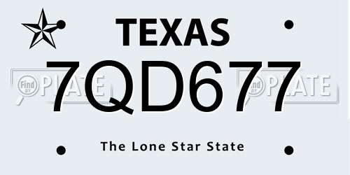 7QD677 Texas License Plate