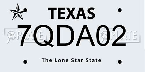 7QDA02 Texas License Plate