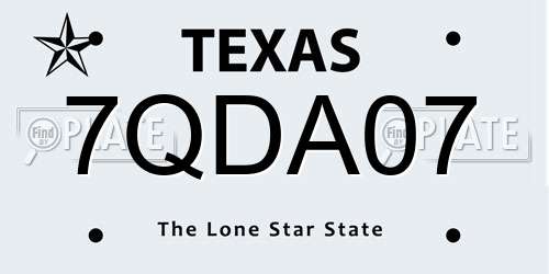 7QDA07 Texas License Plate
