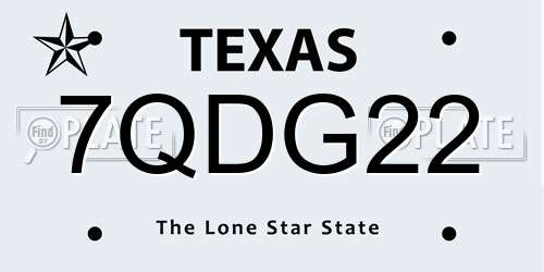 7QDG22 Texas License Plate