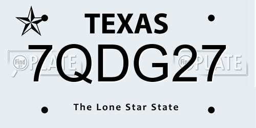 7QDG27 Texas License Plate