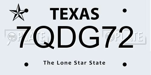 7QDG72 Texas License Plate