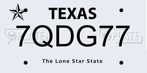 7QDG77 Texas License Plate
