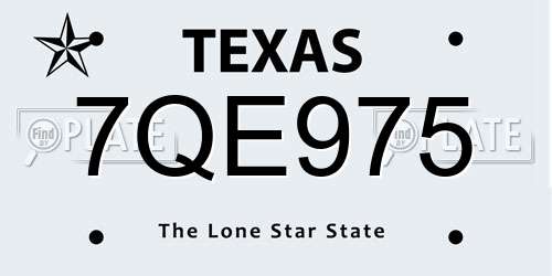 7QE975 Texas License Plate