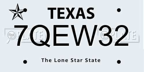 7QEW32 Texas License Plate