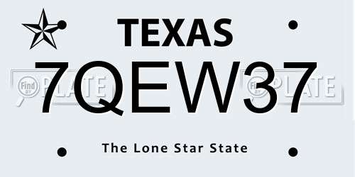 7QEW37 Texas License Plate