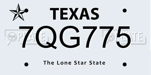 7QG775 Texas License Plate
