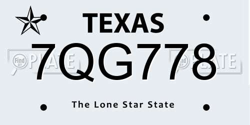 7QG778 Texas License Plate