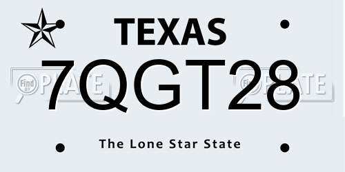 7QGT28 Texas License Plate