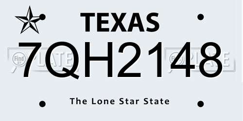 7QH2148 Texas License Plate