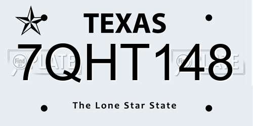 7QHT148 Texas License Plate