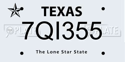 7QI355 Texas License Plate