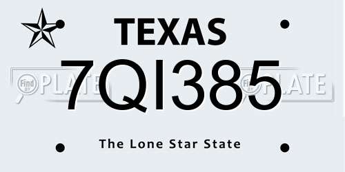 7QI385 Texas License Plate