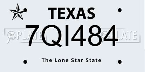 7QI484 Texas License Plate