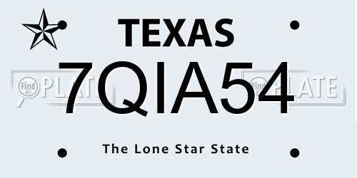 7QIA54 Texas License Plate