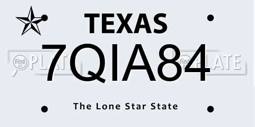 7QIA84 Texas License Plate