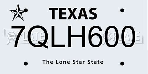 7QLH600 Texas License Plate