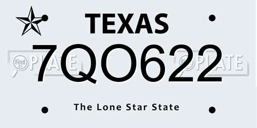 7QO622 Texas License Plate
