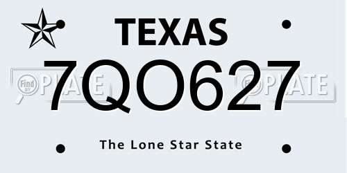 7QO627 Texas License Plate